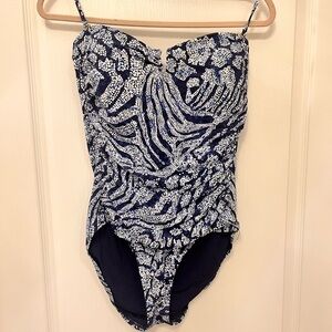 Tommy Bahama Blue and White Floral Swimsuit